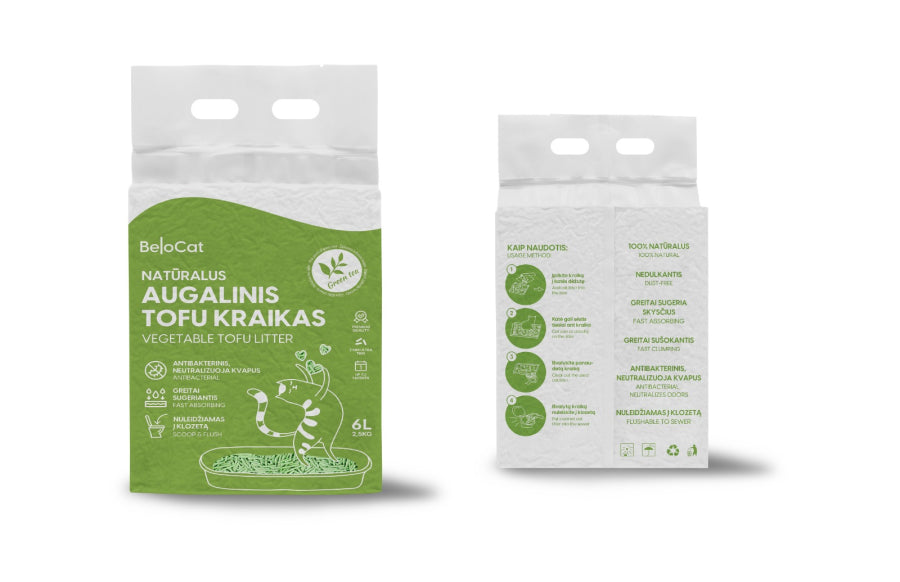 BeloCat Tofu kraikas 6l (2,5 kg), žaliosios arbatos kvapo