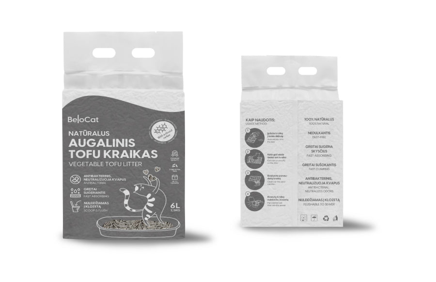BeloCat Tofu kraikas 6l (2,5 kg), su aktyvinta anglimi