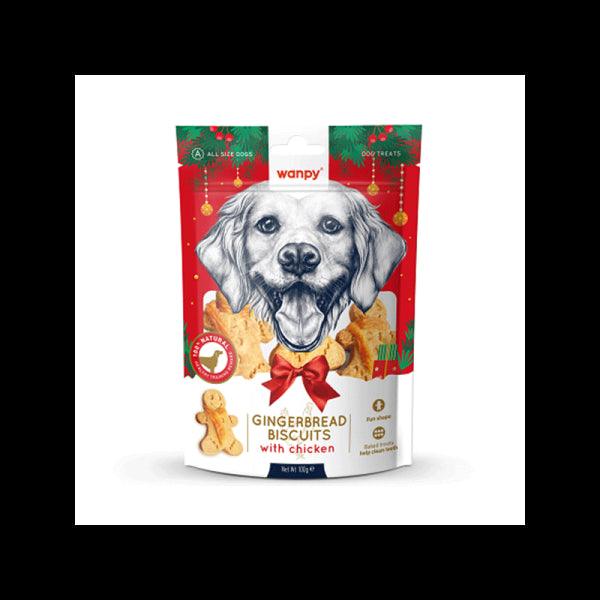 Wanpy Gingerbread Biscuits šventiniai skanėstai šunims, 100 g
