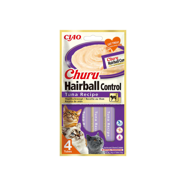 CHURU Hairball Control kreminis skanėstas su tunu katėms, N4 vnt.