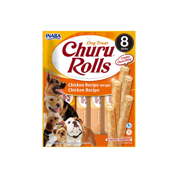 CHURU Rolls lazdelės su vištiena skanėstai šunims, N8 vnt.