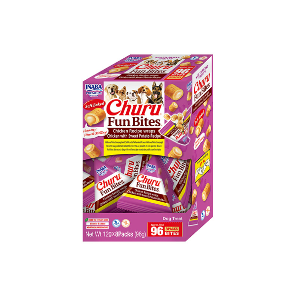 CHURU Fun Bites skanėstai su vištiena ir saldžia bulve šunims, 96 g
