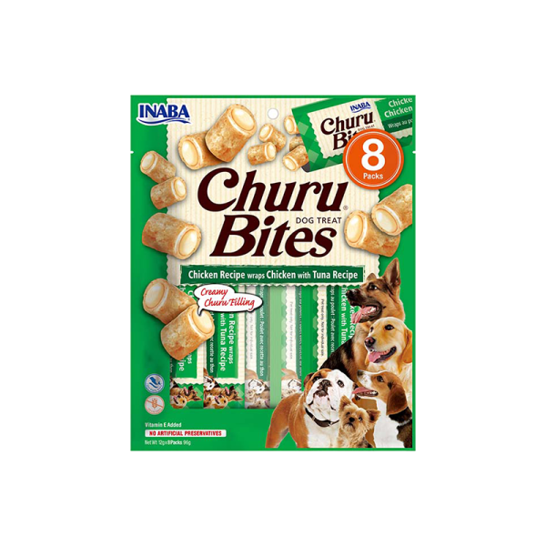 CHURU Bites suktinukai su vištiena ir tunu skanėstai šunims, N8 vnt.