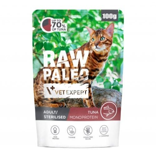 Raw Paleo Sterilized Cat guliašas sterilizuotoms katėms su tunu 100 g
