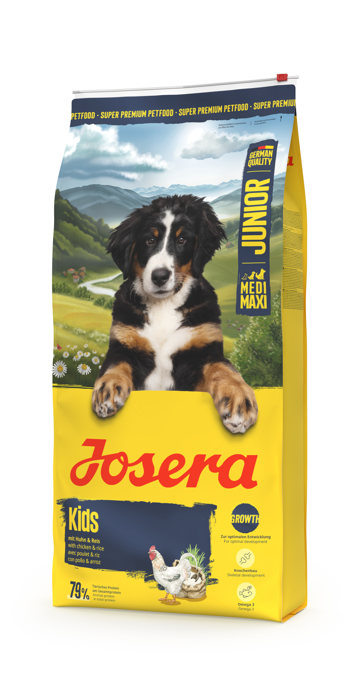 JOSERA šuniukų sausas pašaras su paukštiena 12,5 kg, geltonas maišas