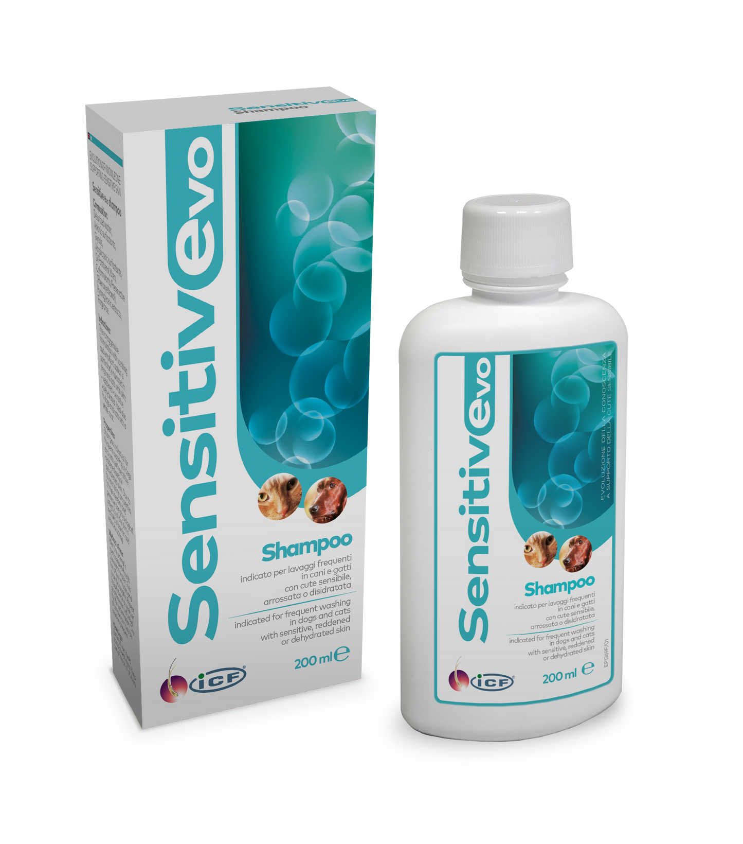 Sensitive Evo Shampoo, šampūnas šunims ir katėms su jautria ar niežtinčia oda, 200 ml