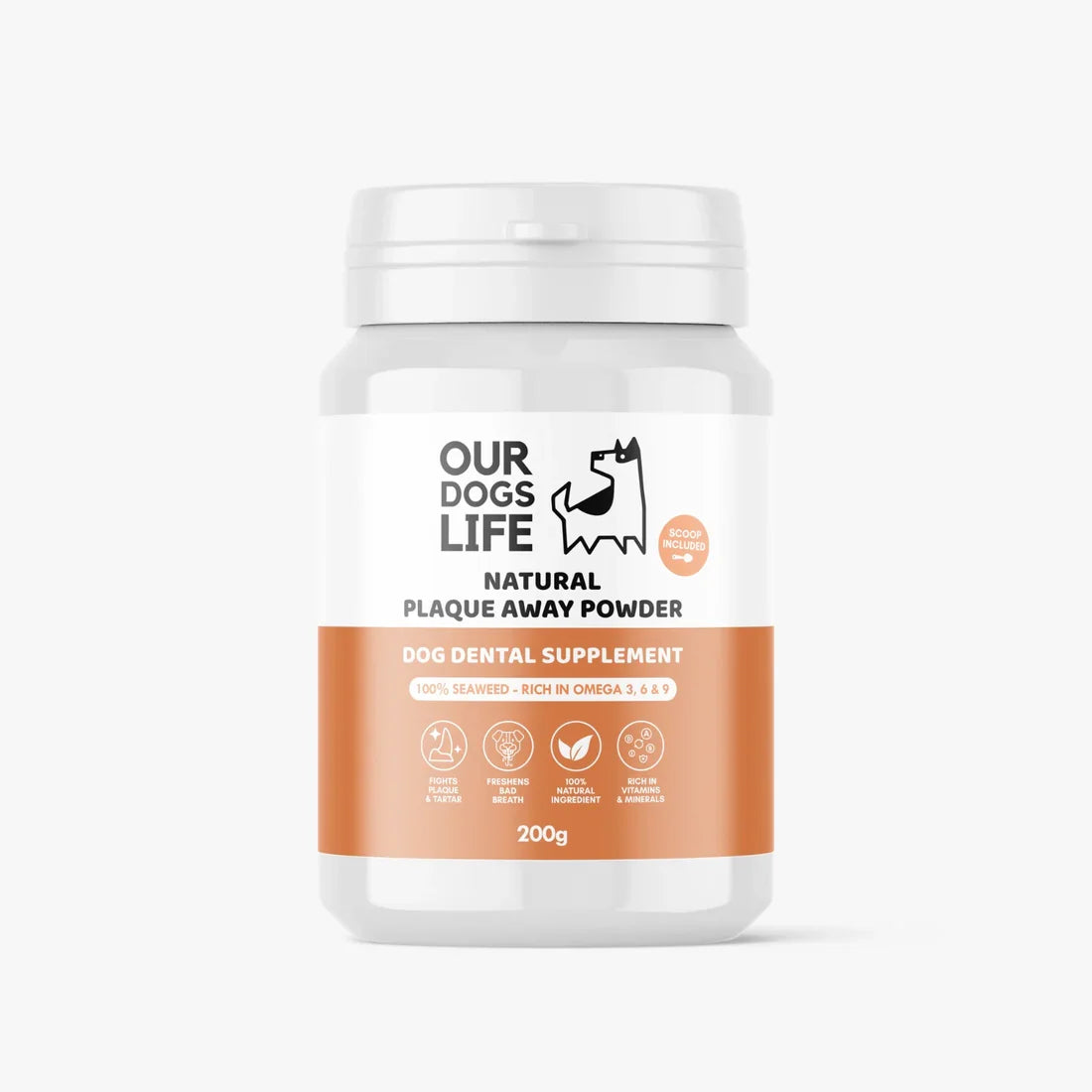 OURDOGSLIFE Natural Plaque Powder, natūralūs jūros dumblių milteliai, dantų higienai šunims, 60 g