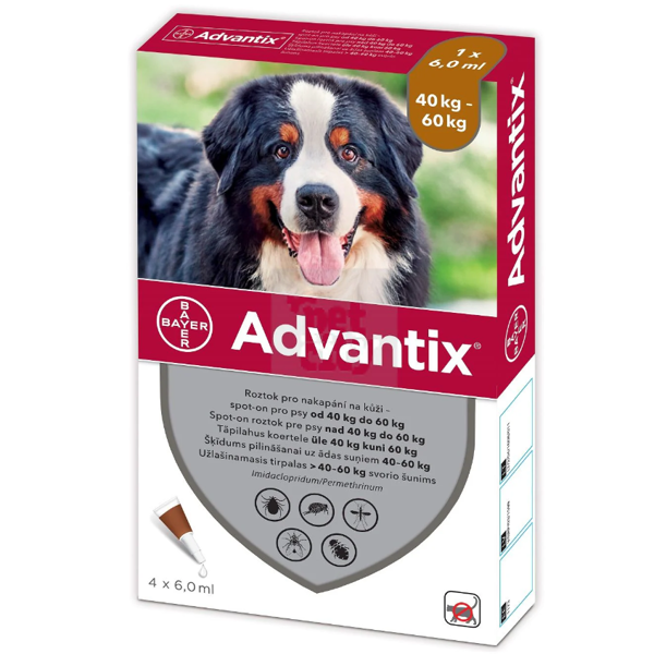 ADVANTIX lašai nuo erkių, šunims nuo 40 iki 60 kg N1