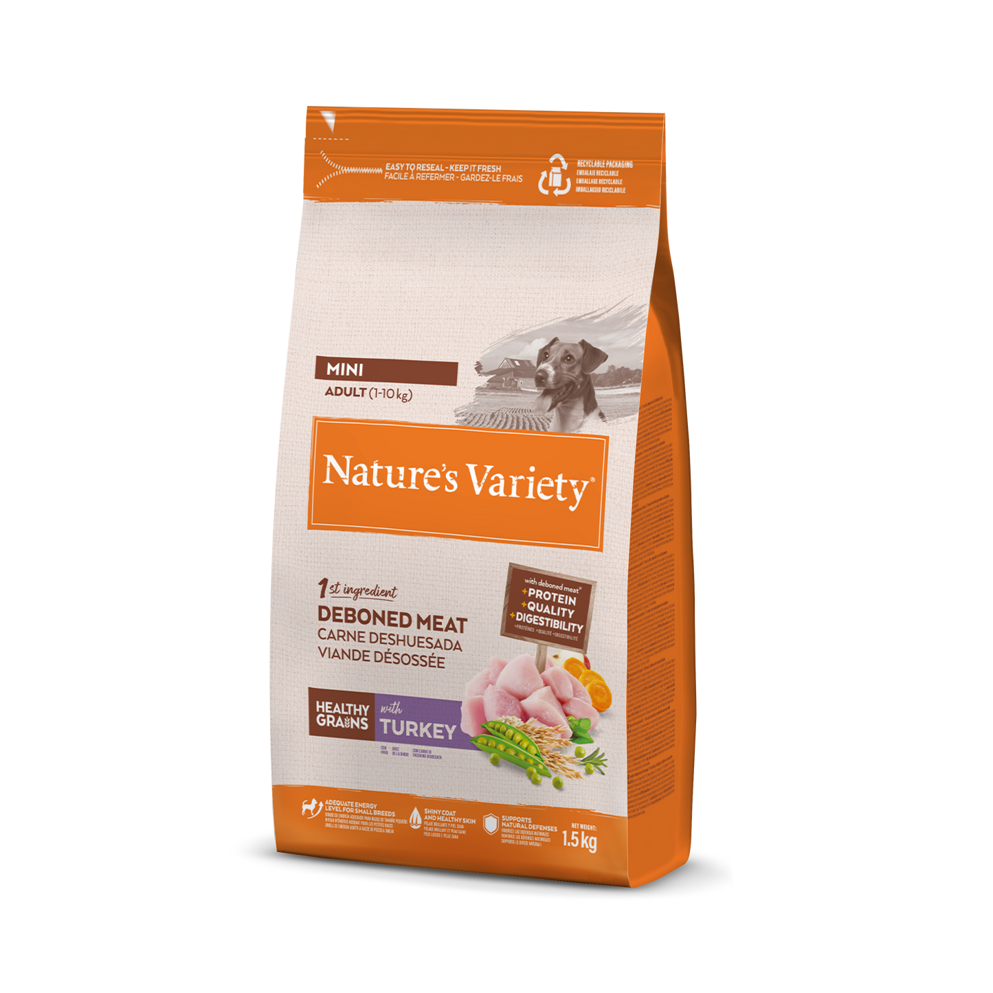 Healthy Grain Mini Adult (kalakutiena ir vištiena) 1,5 kg