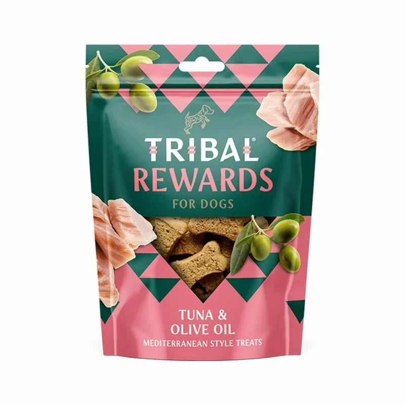 Šunų skanėstų maišelis TRIBAL Rewards su tunu ir alyvuogių aliejumi, 125 g