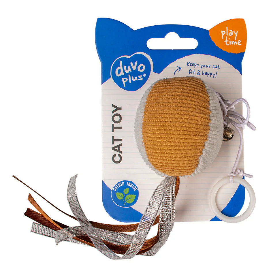 Žaislas katėms, kamuoliukas ant gumos su skambaliuku