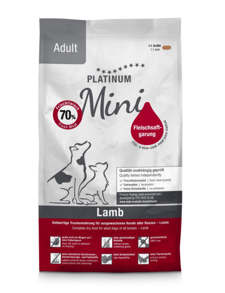 Platinum Adult Mini mažų veislių sausas pašaras šunims su ėriena 900 g