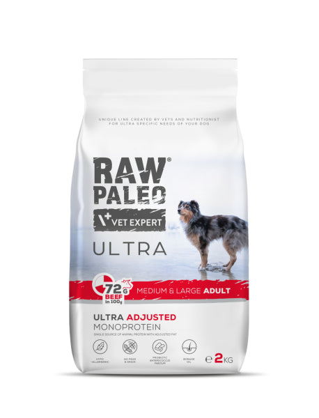 Raw Paleo Ultra Adult Medium&Large Beef su jautiena 2 kg