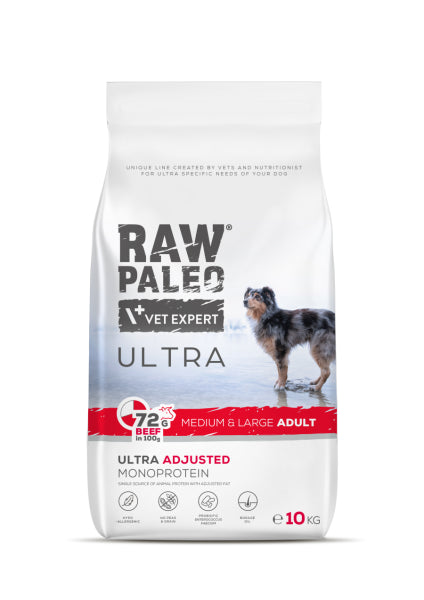 Raw Paleo Ultra Adult Medium&Large Beef su jautiena 10 kg