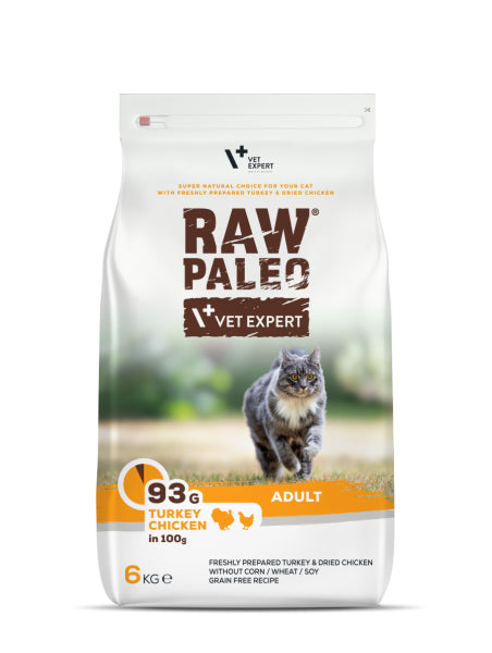 Raw Paleo Adult Cat katėms su kalakutiena ir vištiena 6 kg