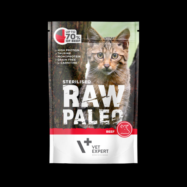 Raw Paleo Sterilized Cat guliašas sterilizuotoms katėms su jautiena 100 g