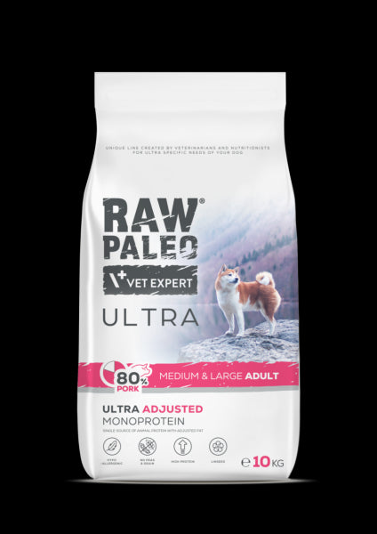Raw Paleo Ultra Adult Medium&Large Pork su kiauliena 10 kg