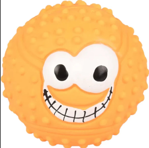 Žaislas šunims, grublėtas kamuoliukas su šypsena