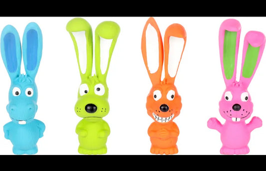 Žaislas šunims, lateksinis asilas/šuo/lapė/triušis, 17cm, įvairių spalvų