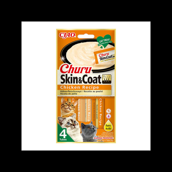 CHURU Skin & Coat kreminis skanėstas su vištiena katėms, N4 vnt.