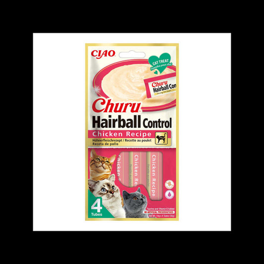 CHURU Hairball Control kreminis skanėstas su vištiena katėms, N4 vnt.