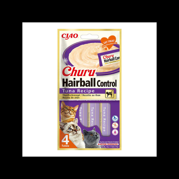 CHURU Hairball Control kreminis skanėstas su tunu katėms, N4 vnt.