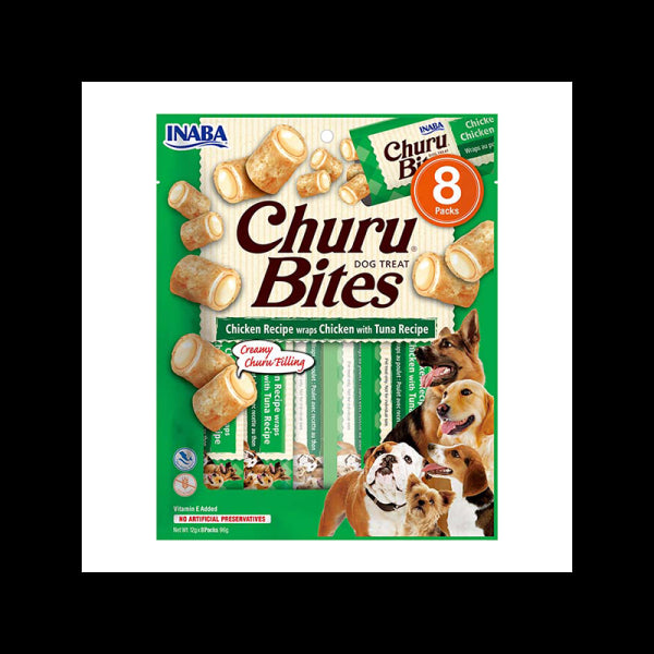 CHURU Bites suktinukai su vištiena ir tunu skanėstai šunims, N8 vnt.