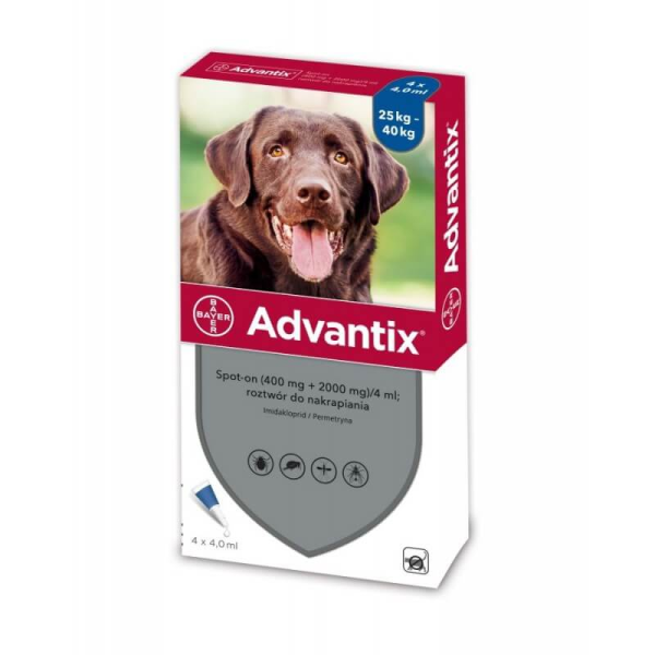 ADVANTIX lašai nuo erkių šunims 25–40 kg, dėžutė