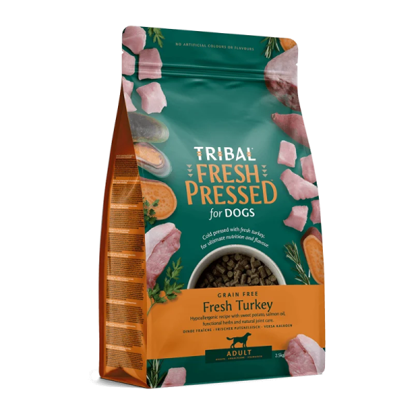 Šunų ėdalo maišas su kalakutiena, žalias ir rudas, Fresh Pressed Adult