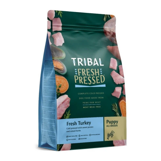 TRIBAL Šalto spaudimo jaunų šuniukų maistas su kalakutiena – Fresh Pressed Puppy Turkey 2,5 kg