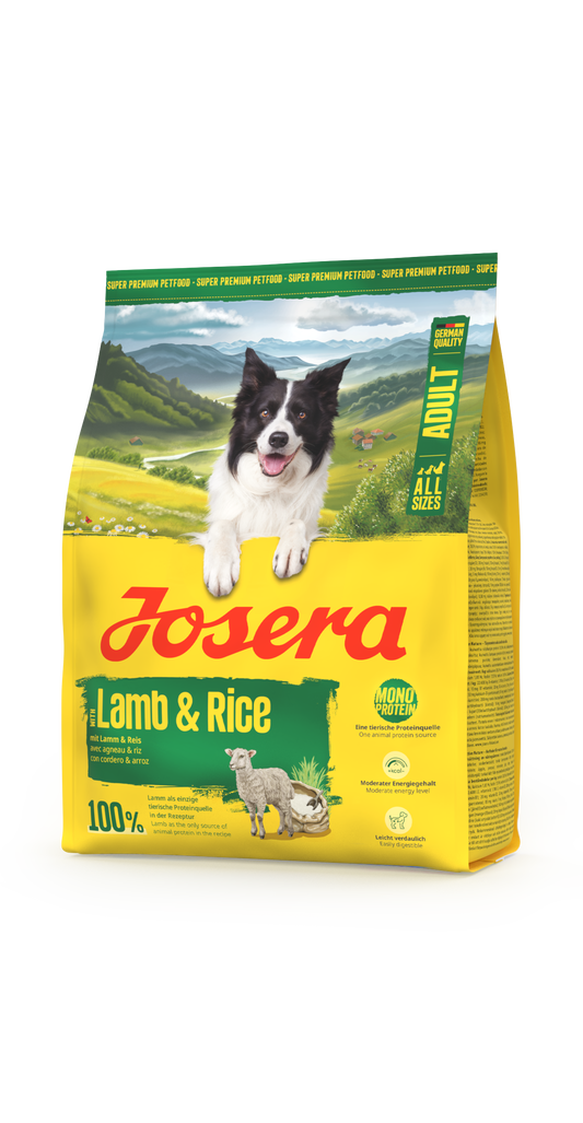JOSERA A/S Lamb & Rice sausas pašaras šunims su ėriena ir ryžiais, 900 g