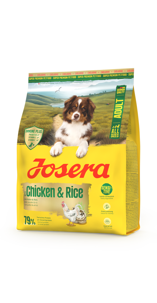 JOSERA A/S Chicken & Rice pašaras šunims su vištiena ir ryžiais, 900 g