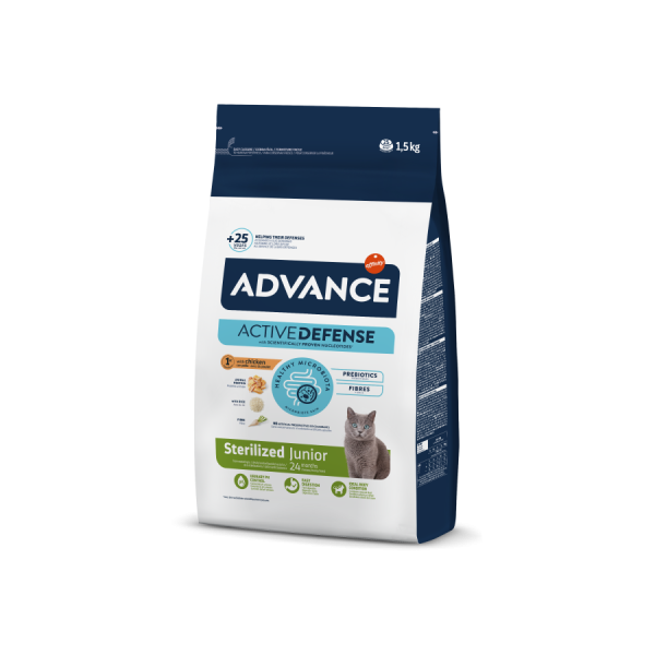 ADVANCE Junior sterilized (vištiena, ryžiai) 1,5 kg pašaras jaunoms kastruotoms katėms