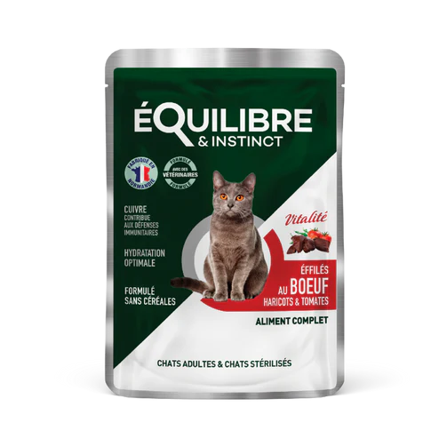 Equilibre Poučeris Ster Boueuf 85g konservas katėms padaže su vištiena ir jautiena