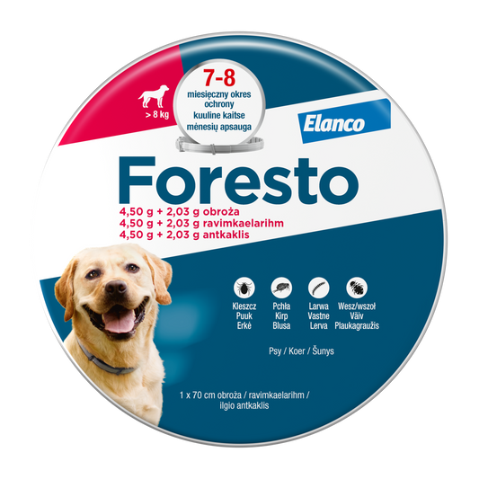 Foresto antkaklis šunims virš 8kg, 70cm