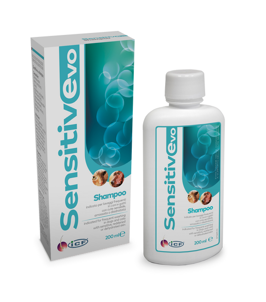 Sensitive Evo Shampoo, šampūnas šunims ir katėms su jautria ar niežtinčia oda, 200 ml