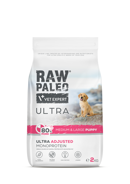 Raw Paleo Ultra Puppy Medium&Large Pork su kiauliena 2 kg