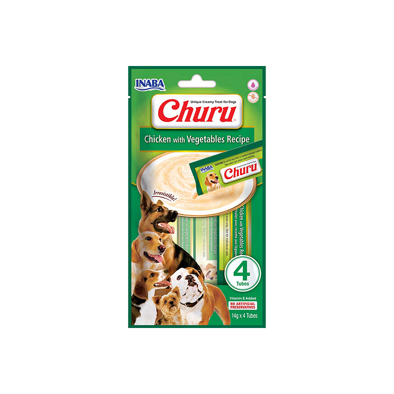 CHURU kreminis skanėstas su vištiena ir daržovėmis šunims, N4 vnt.