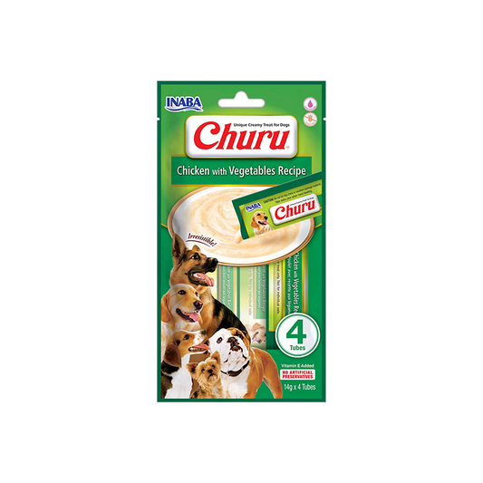 CHURU kreminis skanėstas su vištiena ir daržovėmis šunims, N4 vnt.