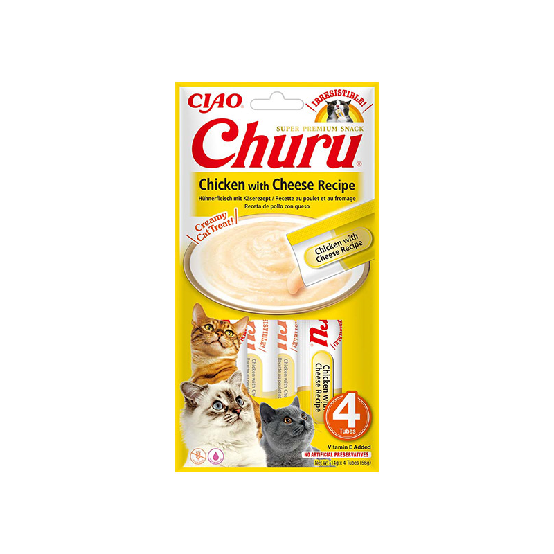 CHURU kreminis skanėstas katėms su vištiena ir sūriu, N4 vnt.