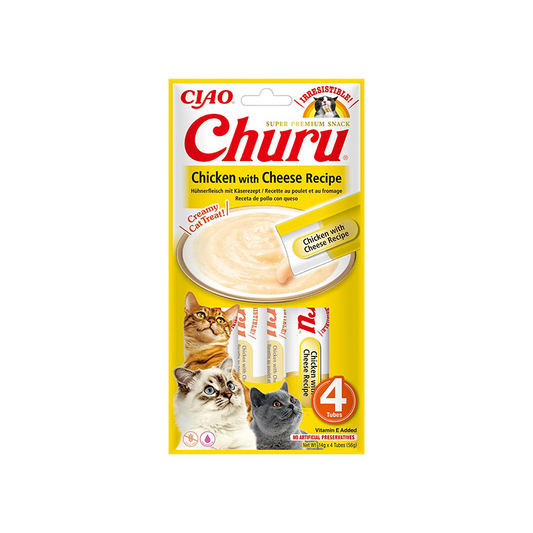 CHURU kreminis skanėstas katėms su vištiena ir sūriu, N4 vnt.