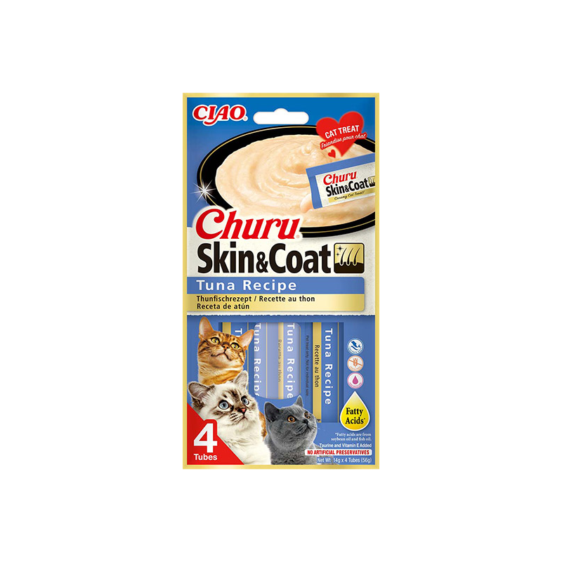 CHURU Skin & Coat kreminis skanėstas katėms su tunu, N4 vnt.