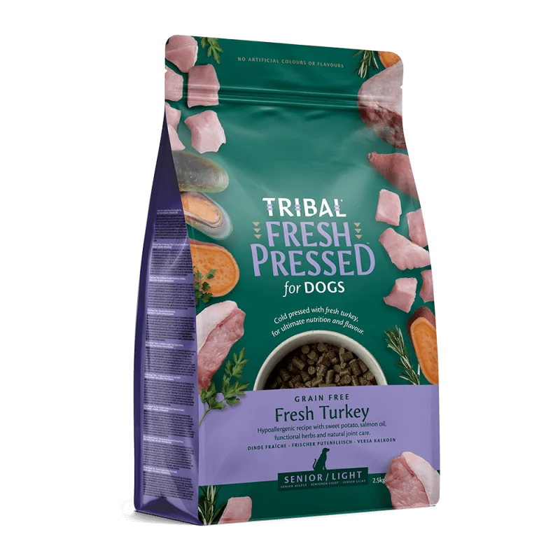 TRIBAL Fresh Pressed šunų ėdalas, kalakutiena, Senior/Light, 2,5 kg maišas