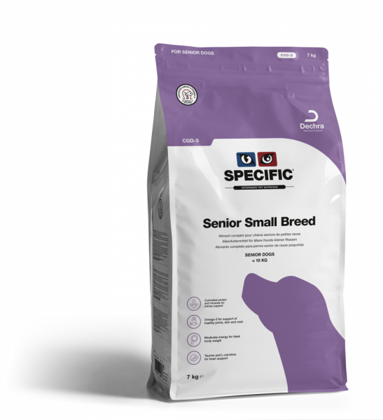 Šunų ėdalo maišas SPECIFIC Senior Small Breed, violetinis ir baltas, Dechra